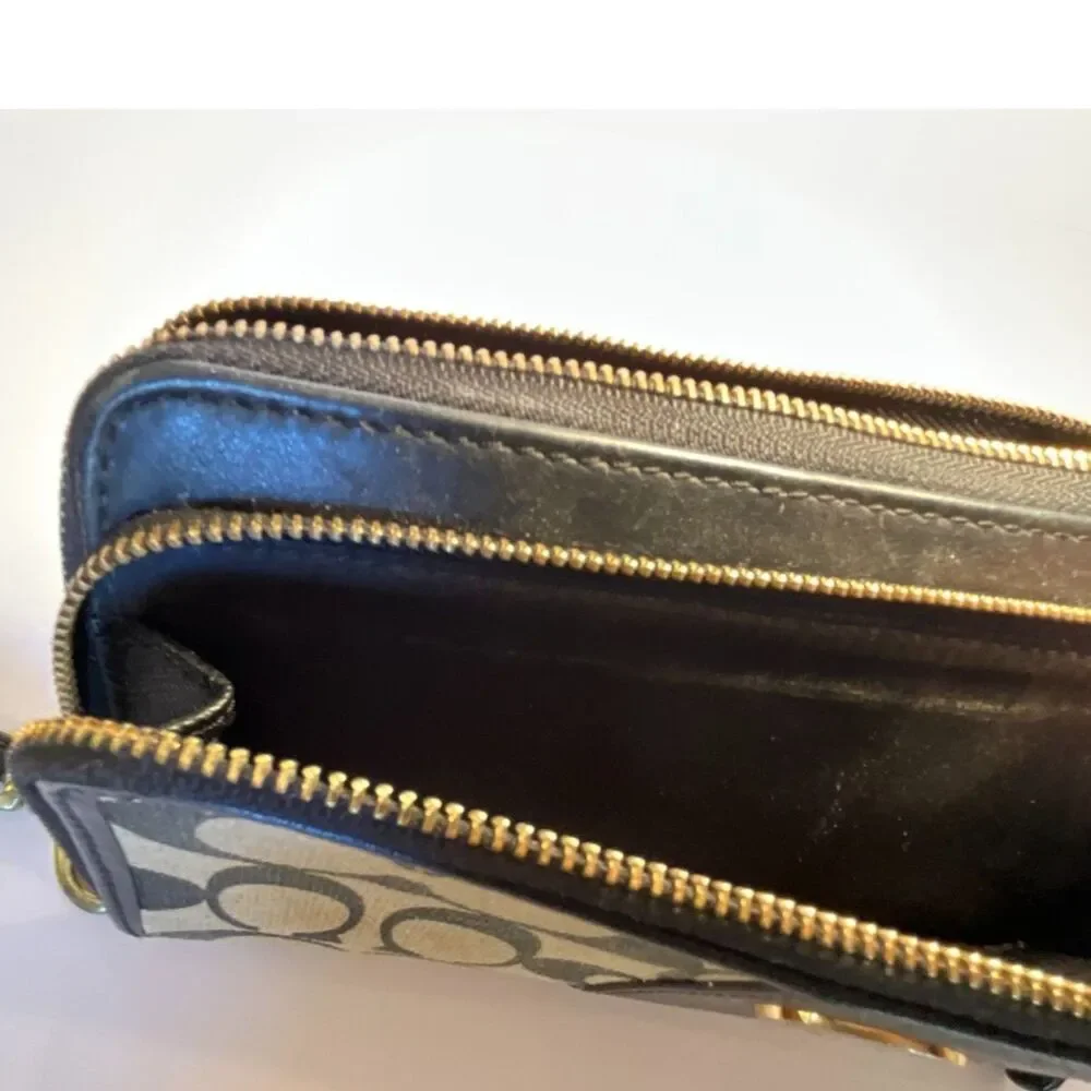 Vintage Coach Monogram Wristlet; Black C's with strap must see
